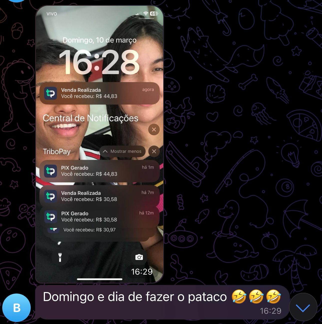 Notificações de vendas realizadas e Pix recebidos no celular
